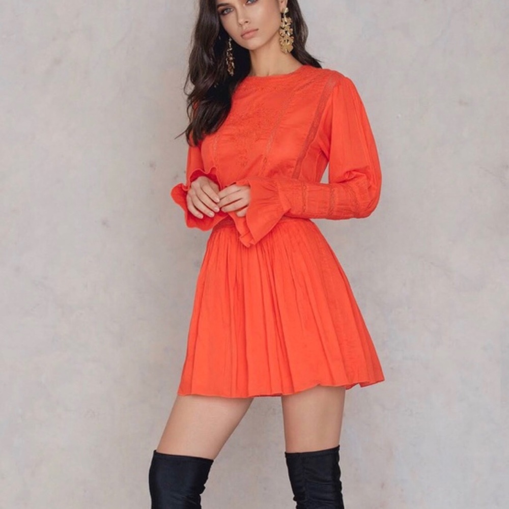 Free People Red Embroidered dress - Picture 2 of 7